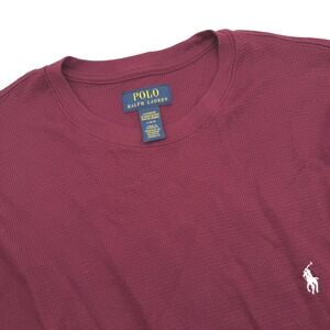 Polo Ralph Lauren Thermal Shirt Men's Large Burgundy Long Sleeve Waffle Knit‎